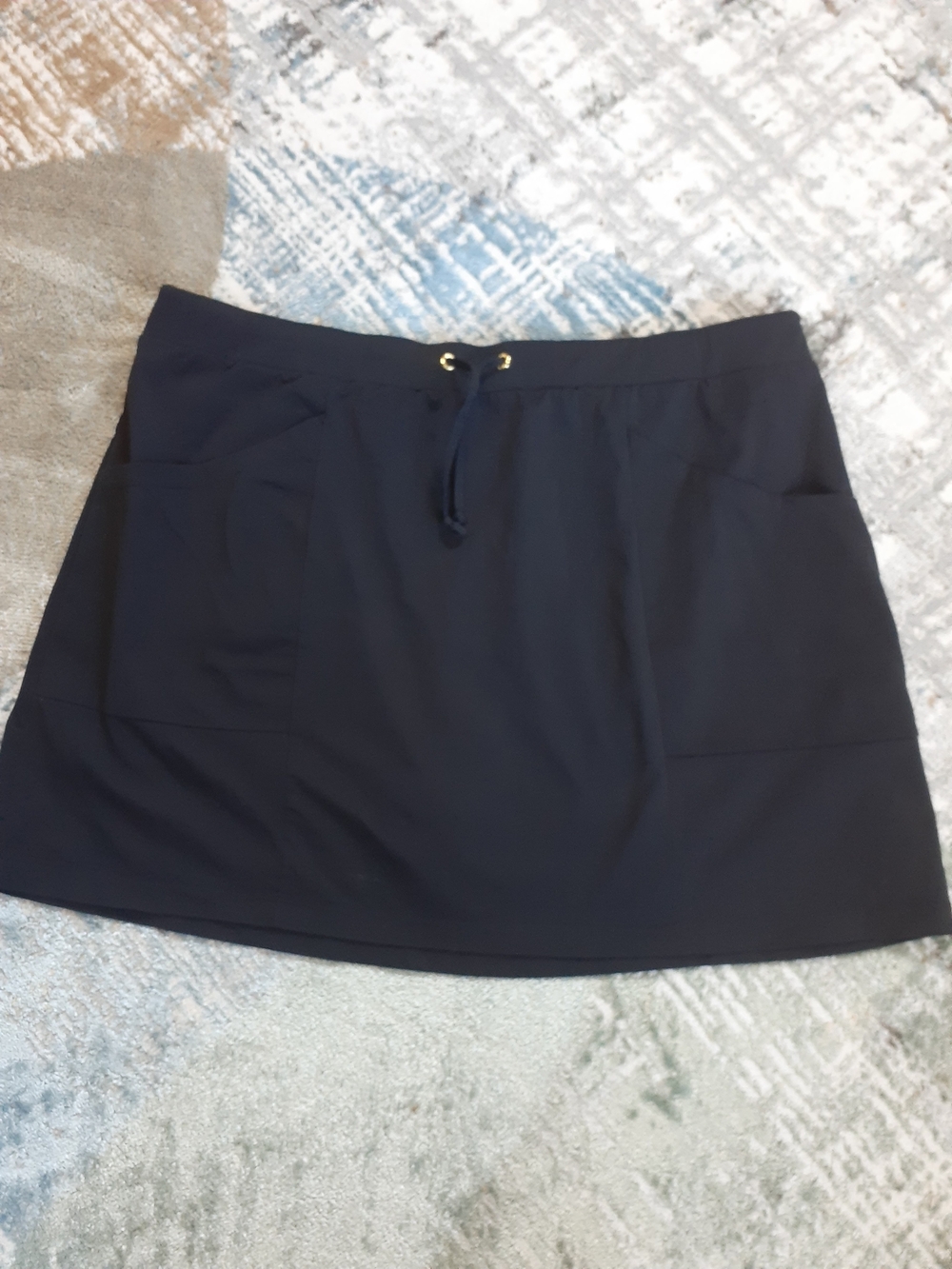Anne Klein Black Drawstring Pocket Mini Skort